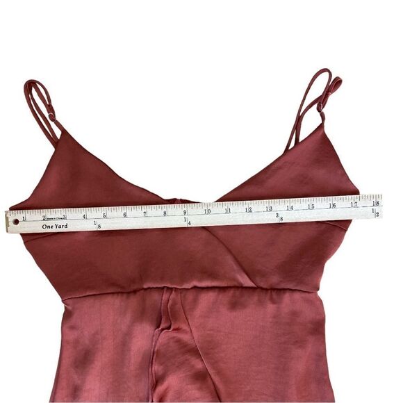 Lucy in the Sky Smooth Satin Orange Rust Ruffle Slip Mini Dress Size S - Picture 12 of 13